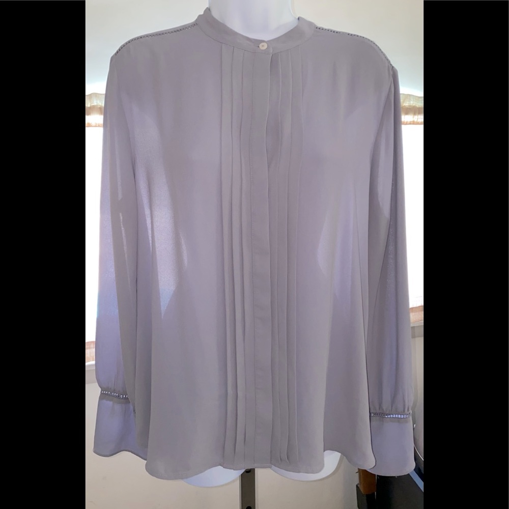 NWOT, Ann Taylor Light Gray Gauze Top